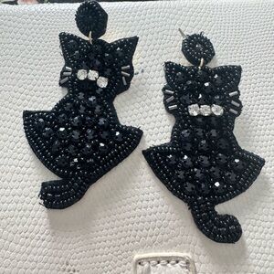 Black Cat Beaded Earrings